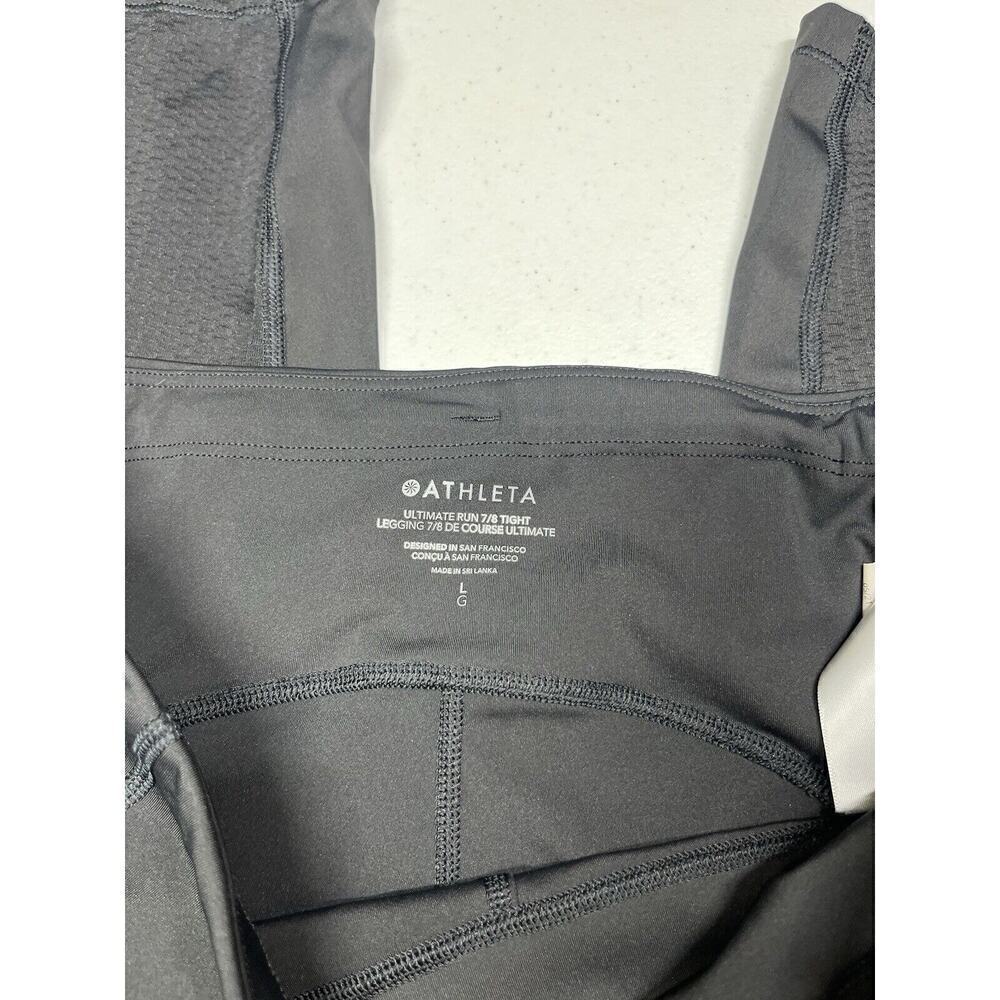 Athleta Women's Size Large Black Ultimate Run 7/8 Tight Mesh Ankle Zip - Picture 2 of 6